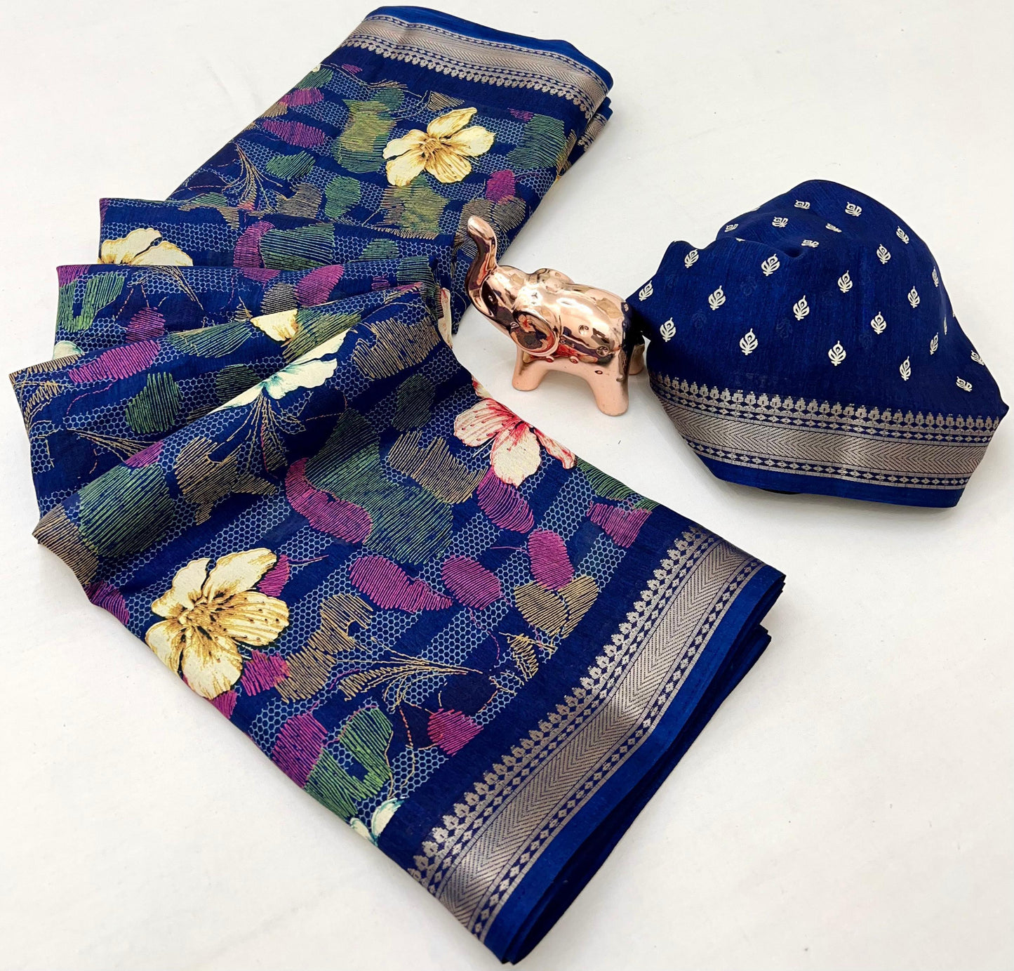 Kayatri New Stylish Floral Printed Blend Cotton Saree for Everyday Elegance