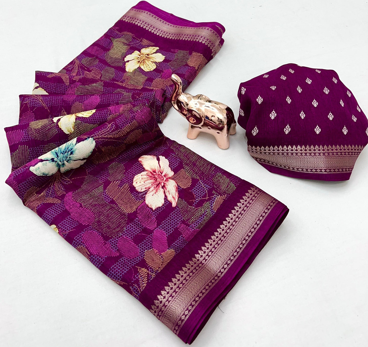 Kayatri New Stylish Floral Printed Blend Cotton Saree for Everyday Elegance