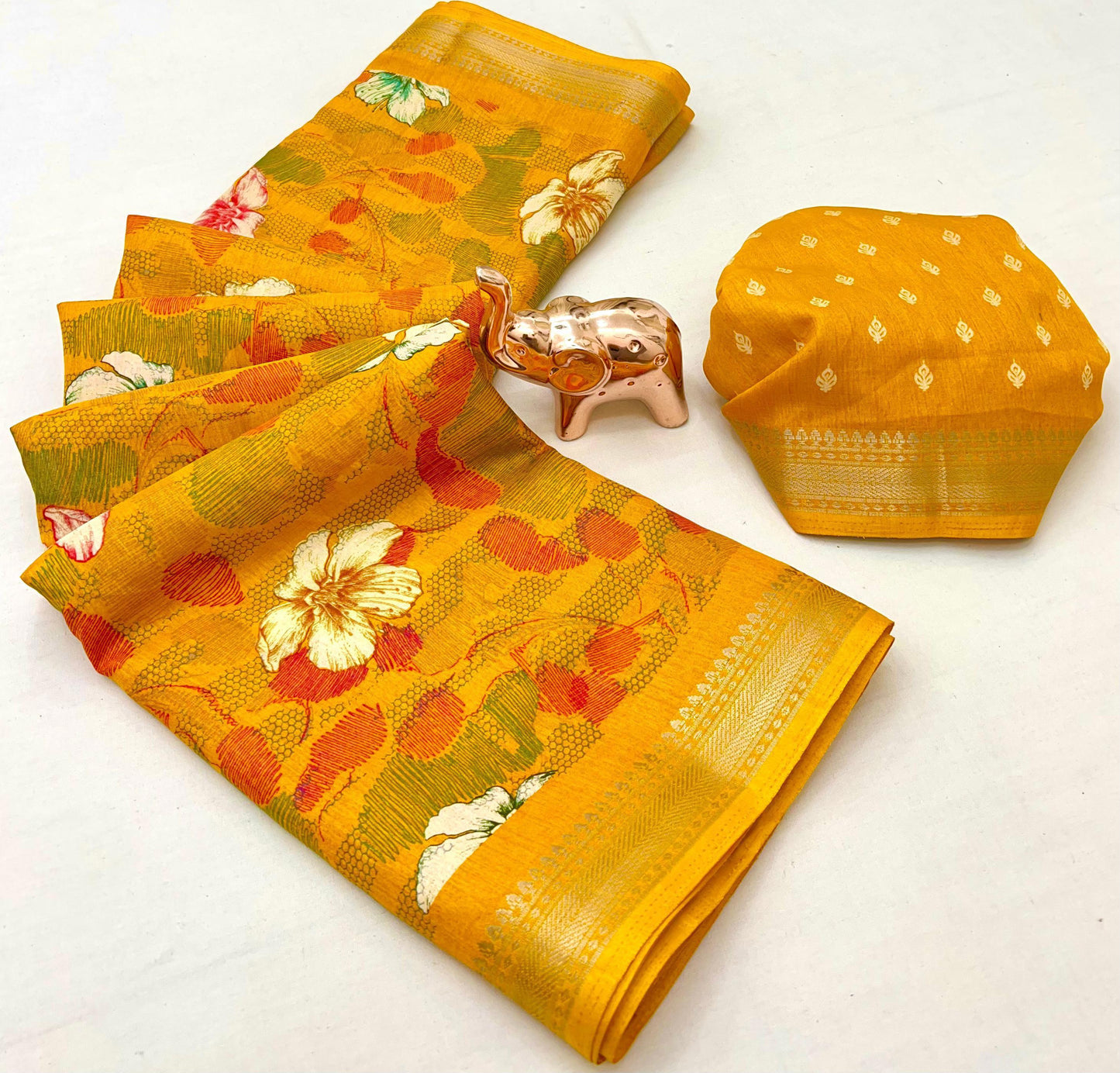 Kayatri New Stylish Floral Printed Blend Cotton Saree for Everyday Elegance