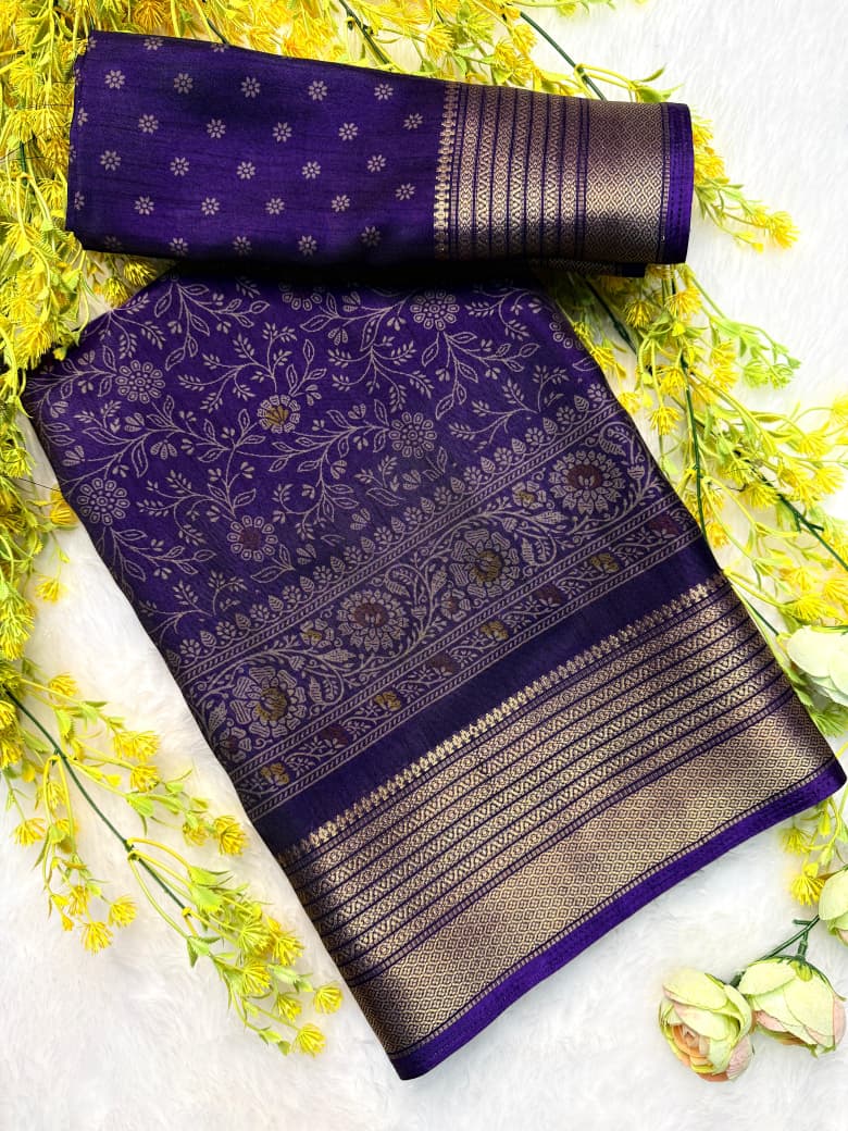 Kayatri New  Elegant Dola Silk Kalamkari Saree with Contrast Hamsa Zari Border