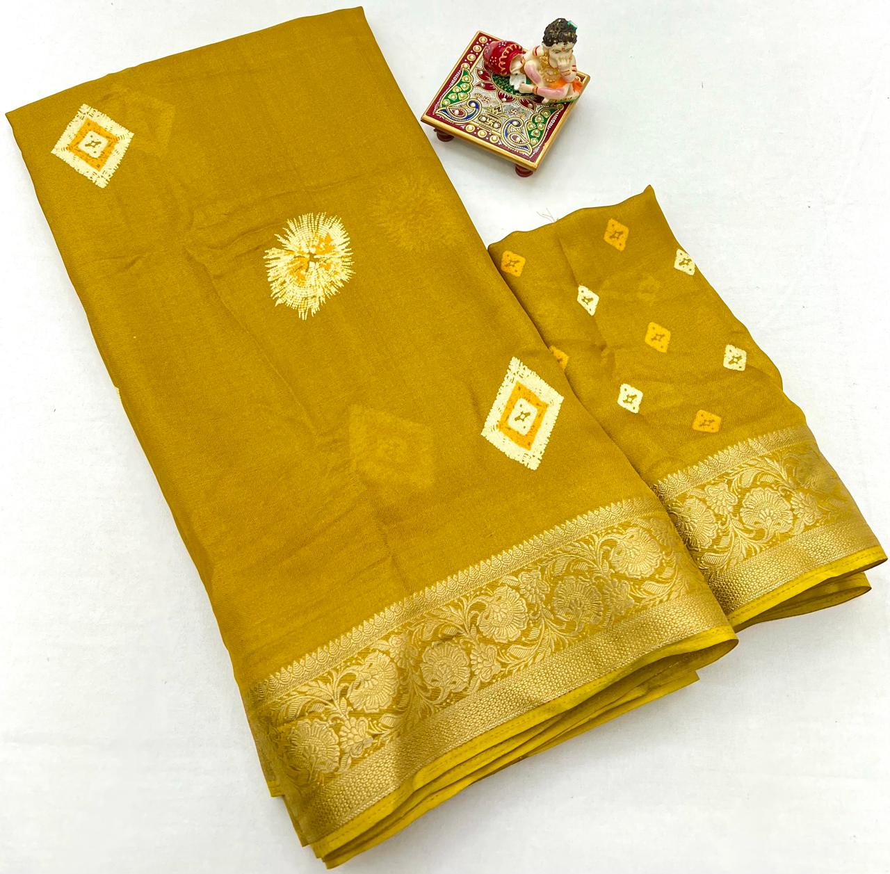 Kayatri New Premium Wedding Look Pure Moss Mellow Georgette Saree with Zari Detailing