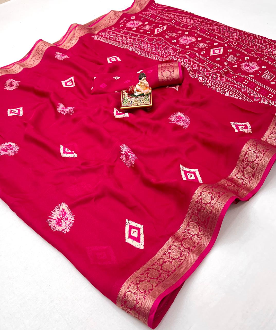 Kayatri New Premium Wedding Look Pure Moss Mellow Georgette Saree with Zari Detailing