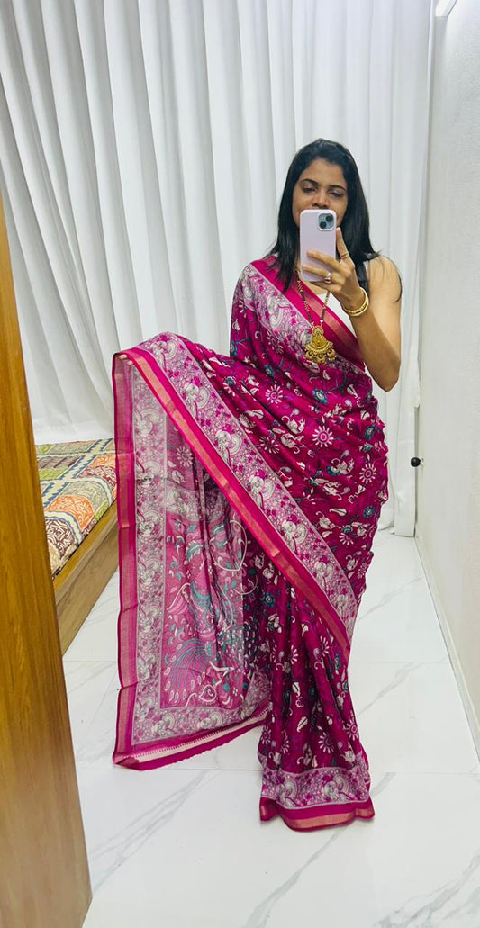 Kayatri New Beautiful Mul Mul Cotton Viscose Saree with Patola Pallu Design