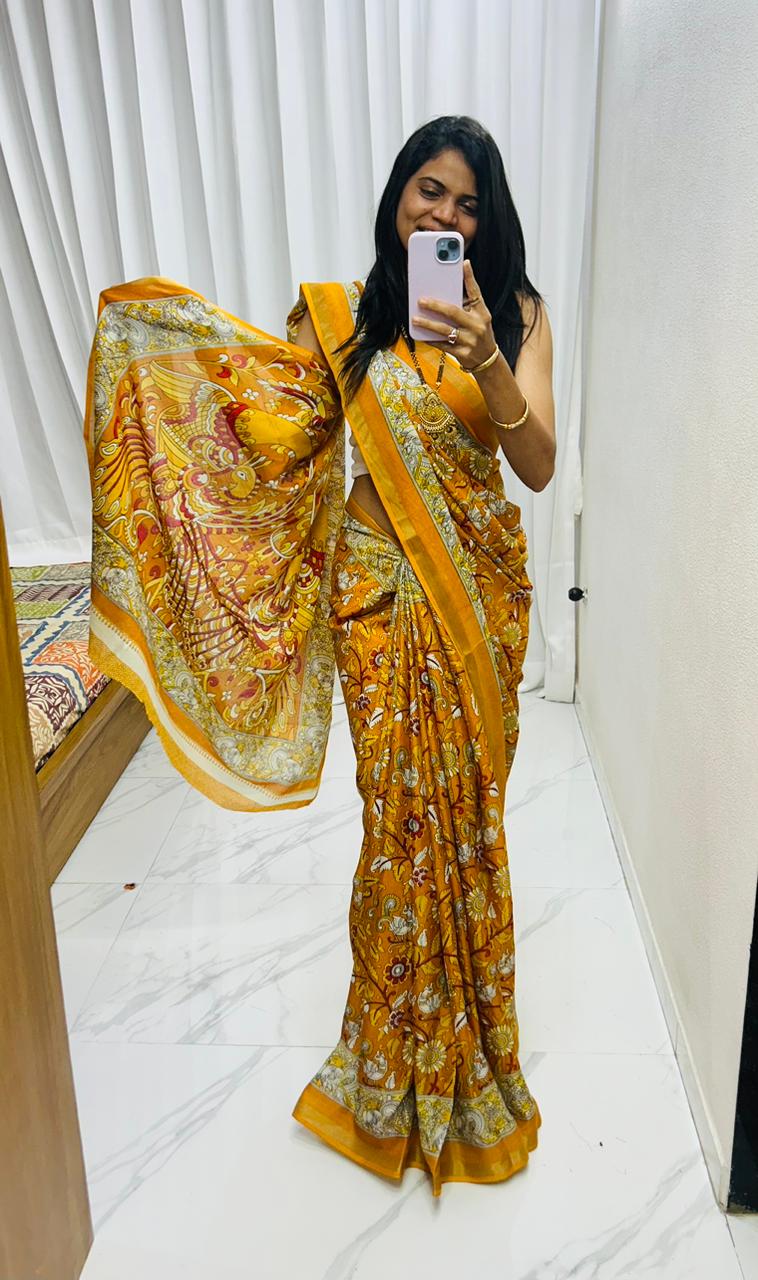 Kayatri New Beautiful Mul Mul Cotton Viscose Saree with Patola Pallu Design