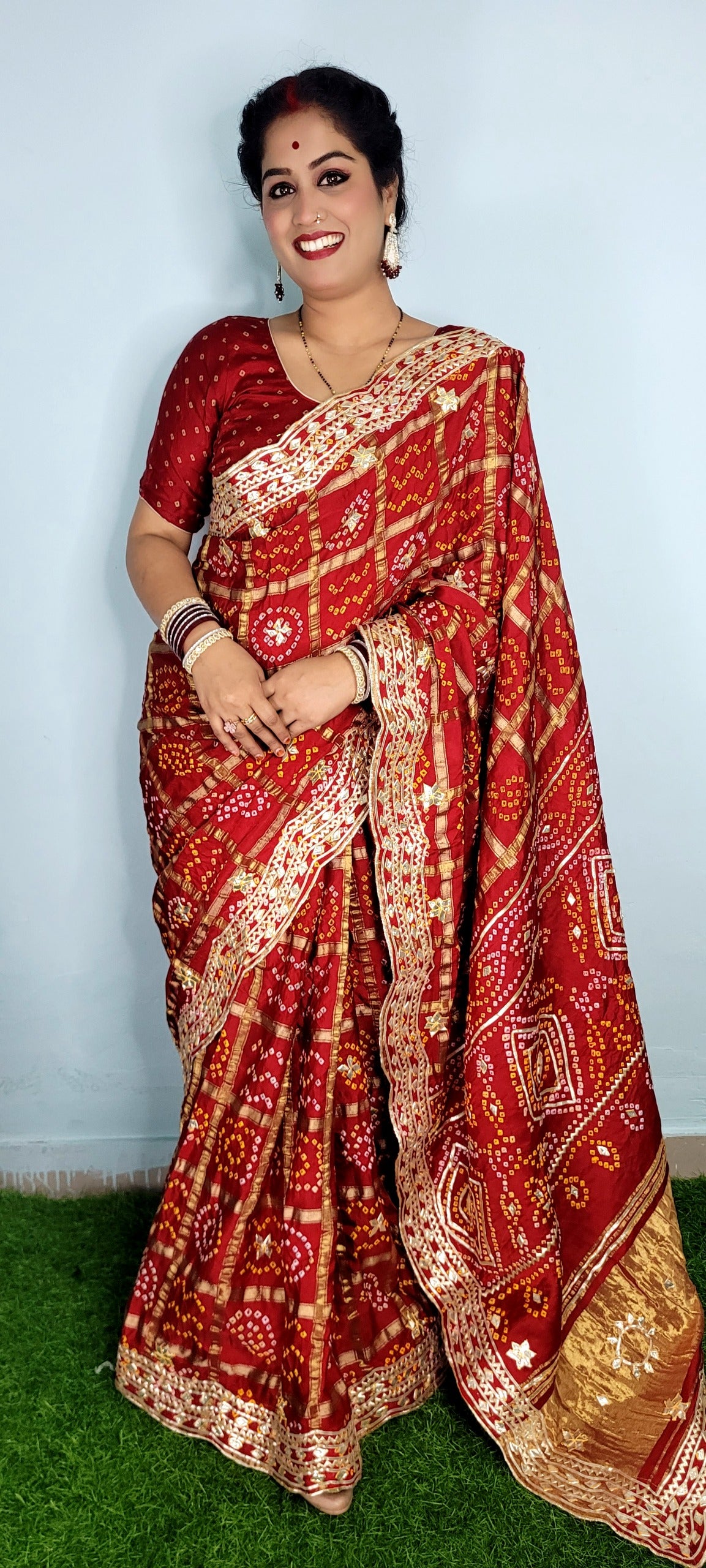 Kayatri New Bridal Modal Gajji Silk Saree with Full Kachi Gotta Patti  Hand Bandhej