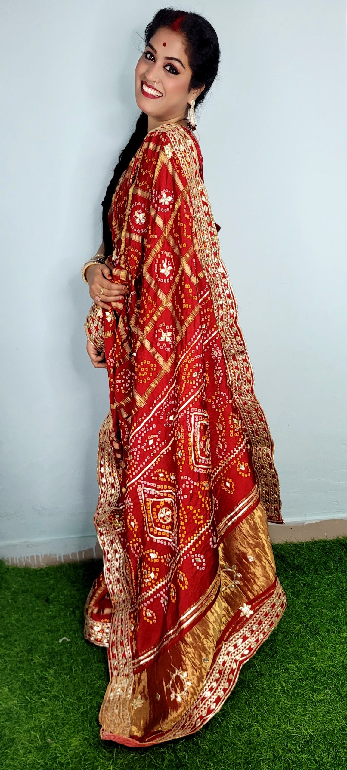 Kayatri New Bridal Modal Gajji Silk Saree with Full Kachi Gotta Patti  Hand Bandhej