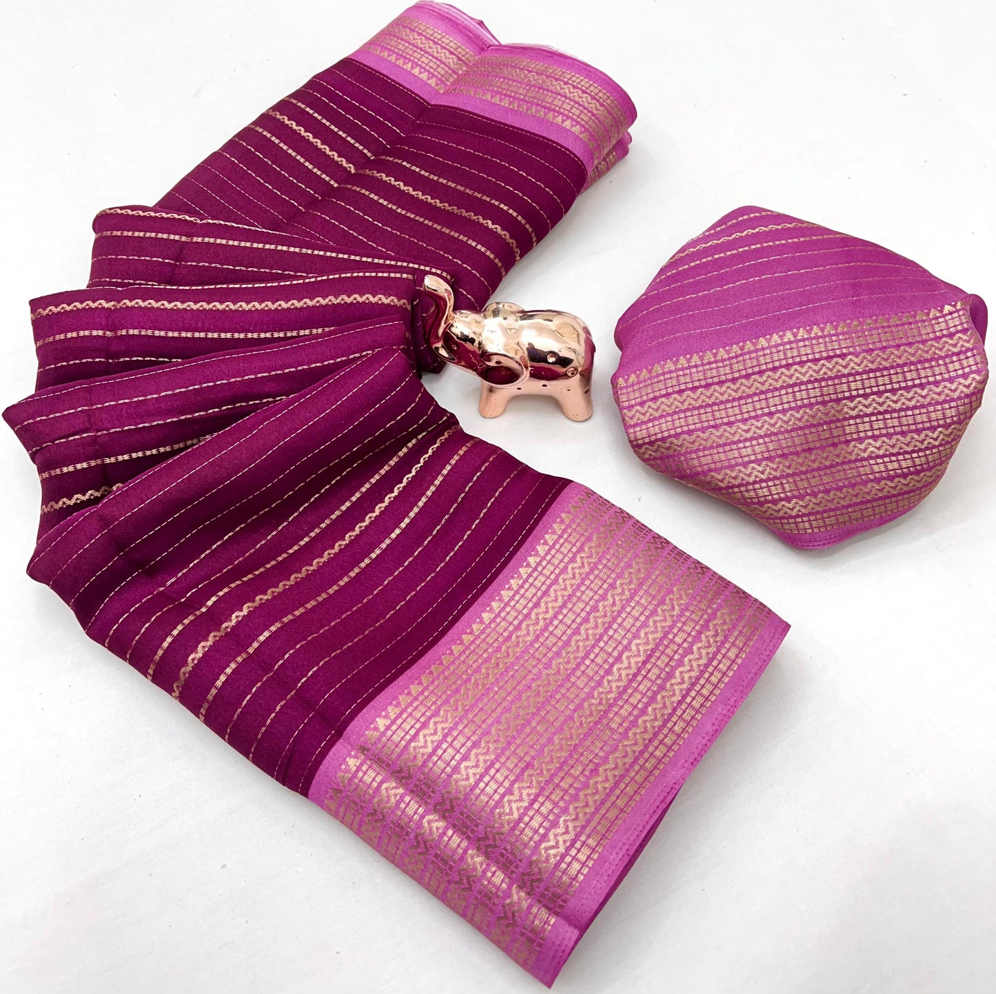 Kayatri New Premium Marshmallow Saree with Contrast Lining Blouse