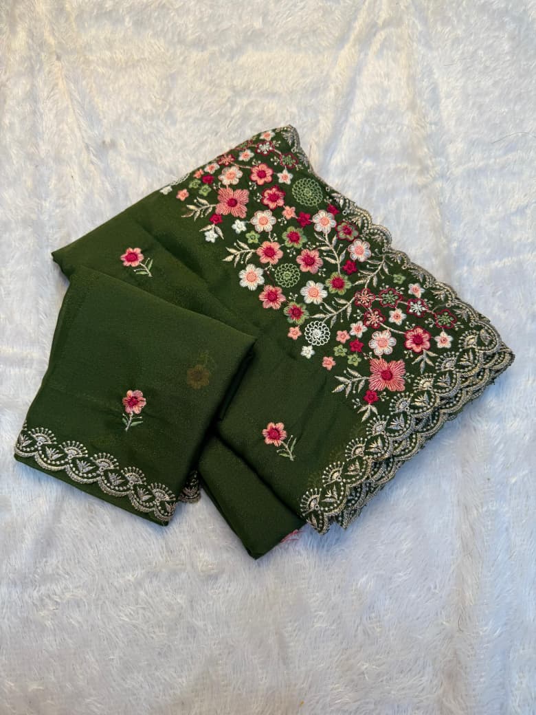 Kayatri New Premium Soft Georgette Saree with Full Thread Embroidery