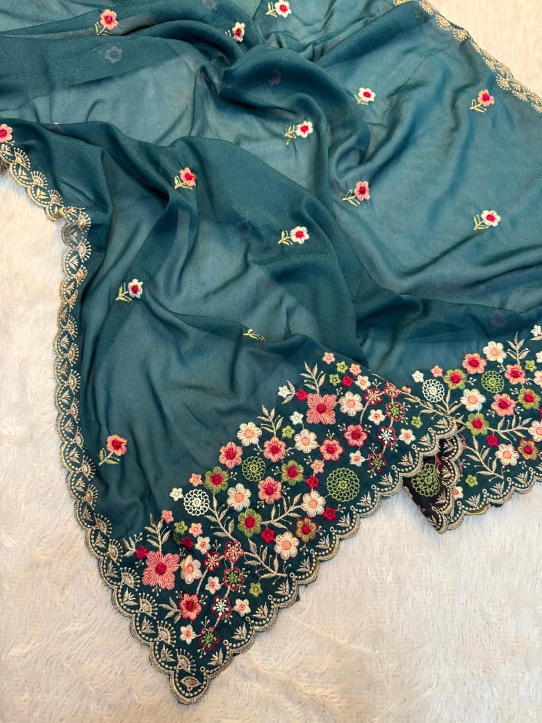 Kayatri New Premium Soft Georgette Saree with Full Thread Embroidery