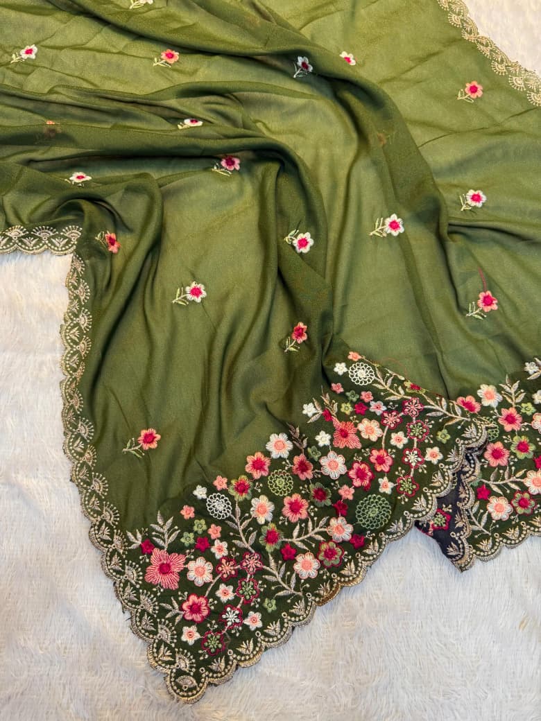 Kayatri New Premium Soft Georgette Saree with Full Thread Embroidery