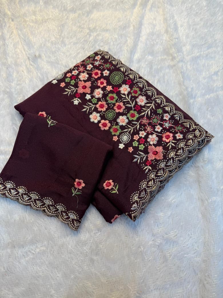 Kayatri New Premium Soft Georgette Saree with Full Thread Embroidery