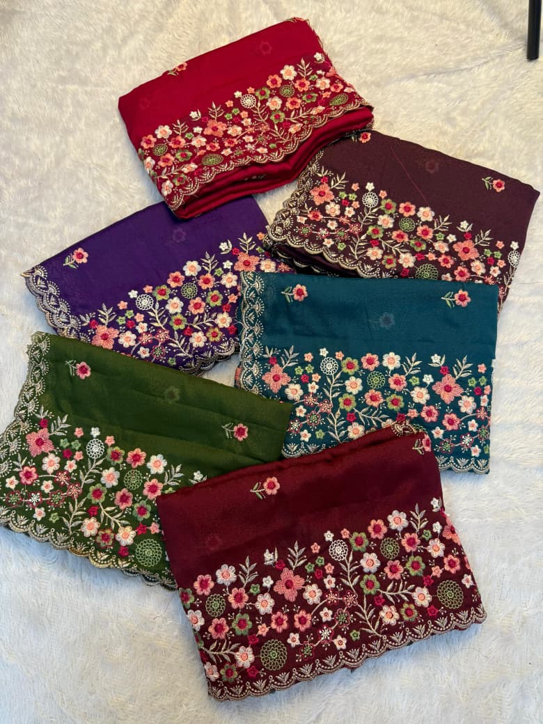 Kayatri New Premium Soft Georgette Saree with Full Thread Embroidery