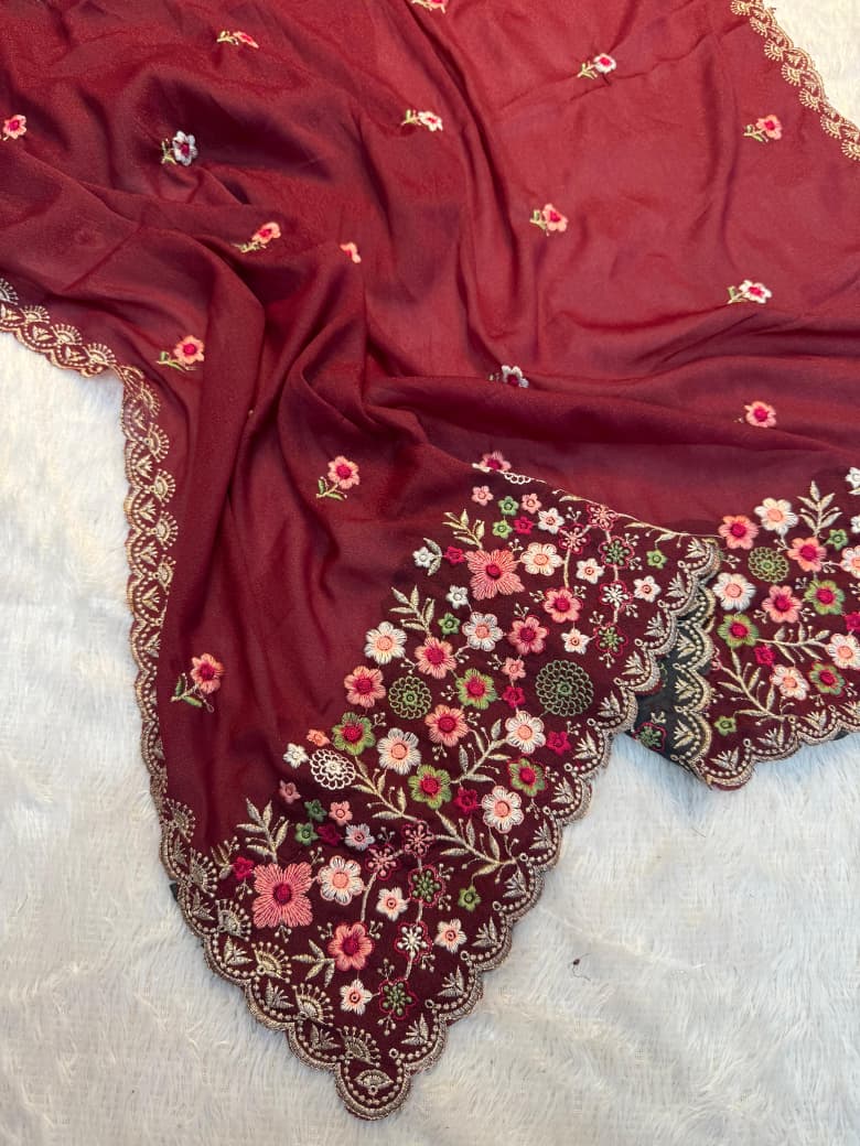 Kayatri New Premium Soft Georgette Saree with Full Thread Embroidery