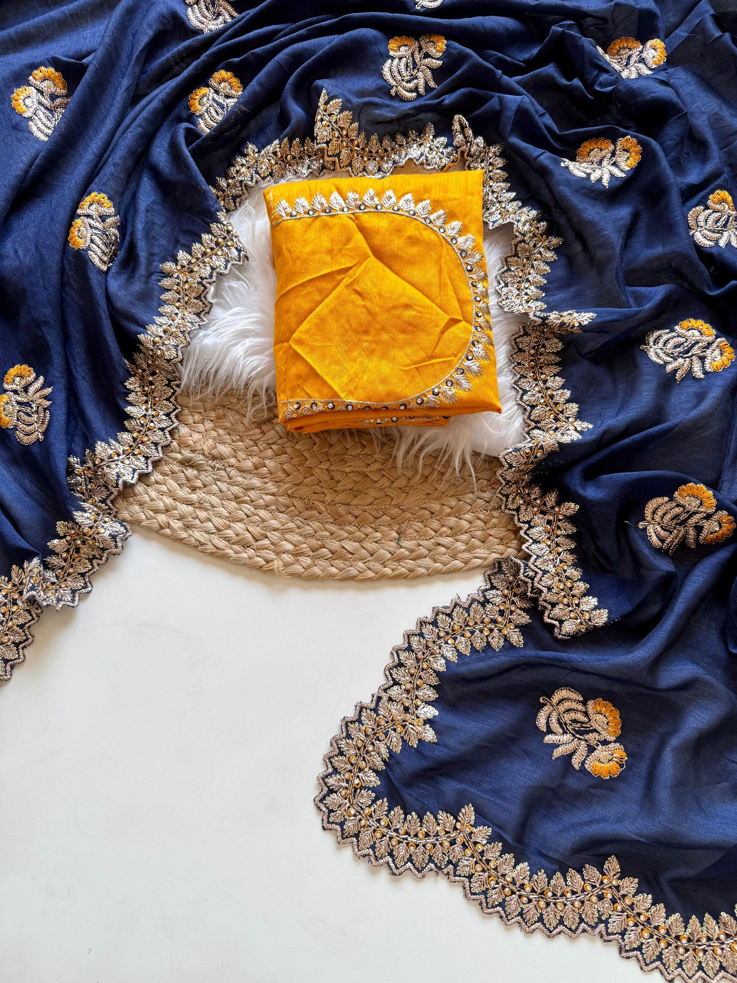 Kayatri New  Stunning Vichitra Silk Saree with Contrast Art Silk Embroidered Blouse