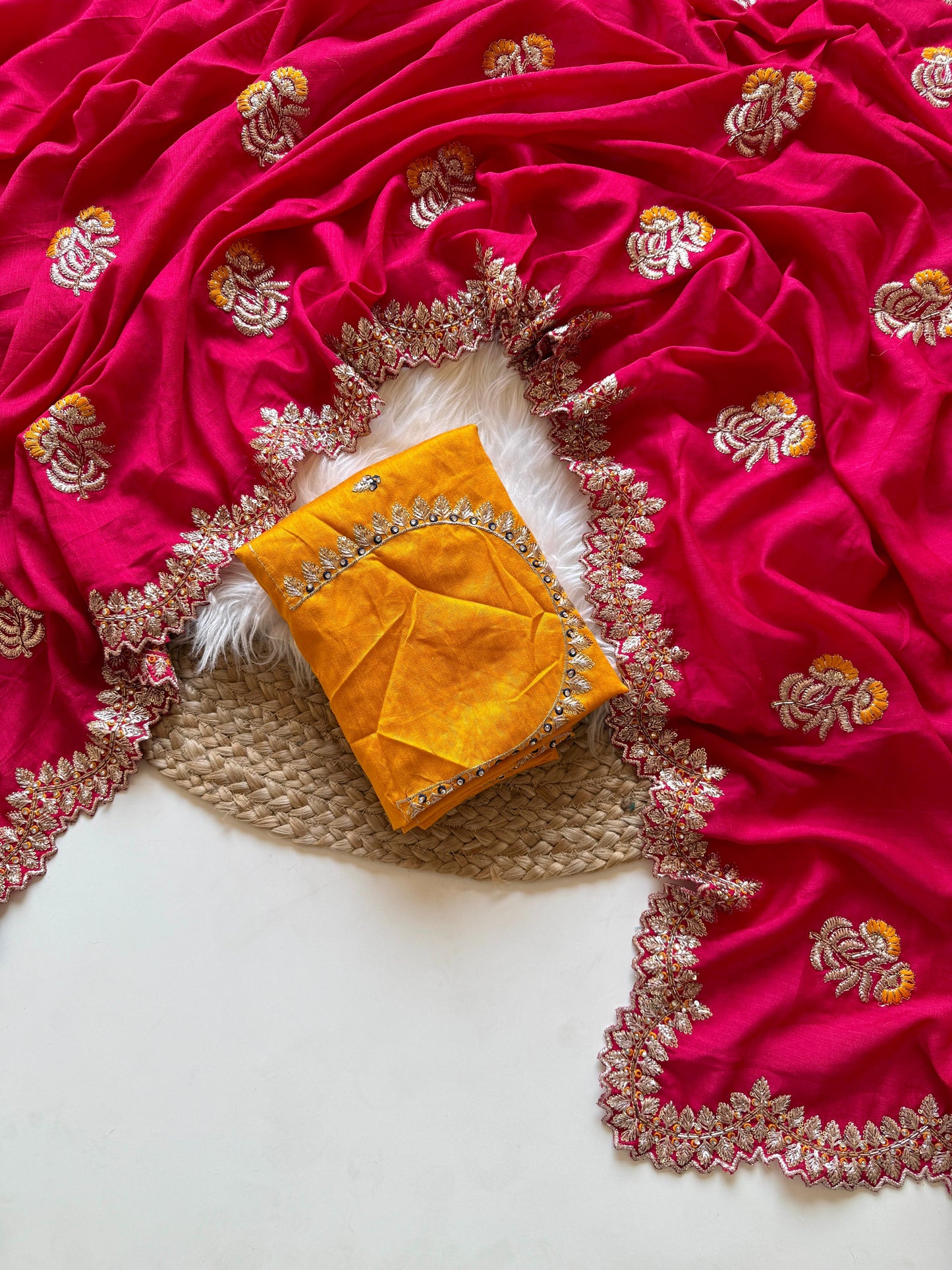 Kayatri New  Stunning Vichitra Silk Saree with Contrast Art Silk Embroidered Blouse