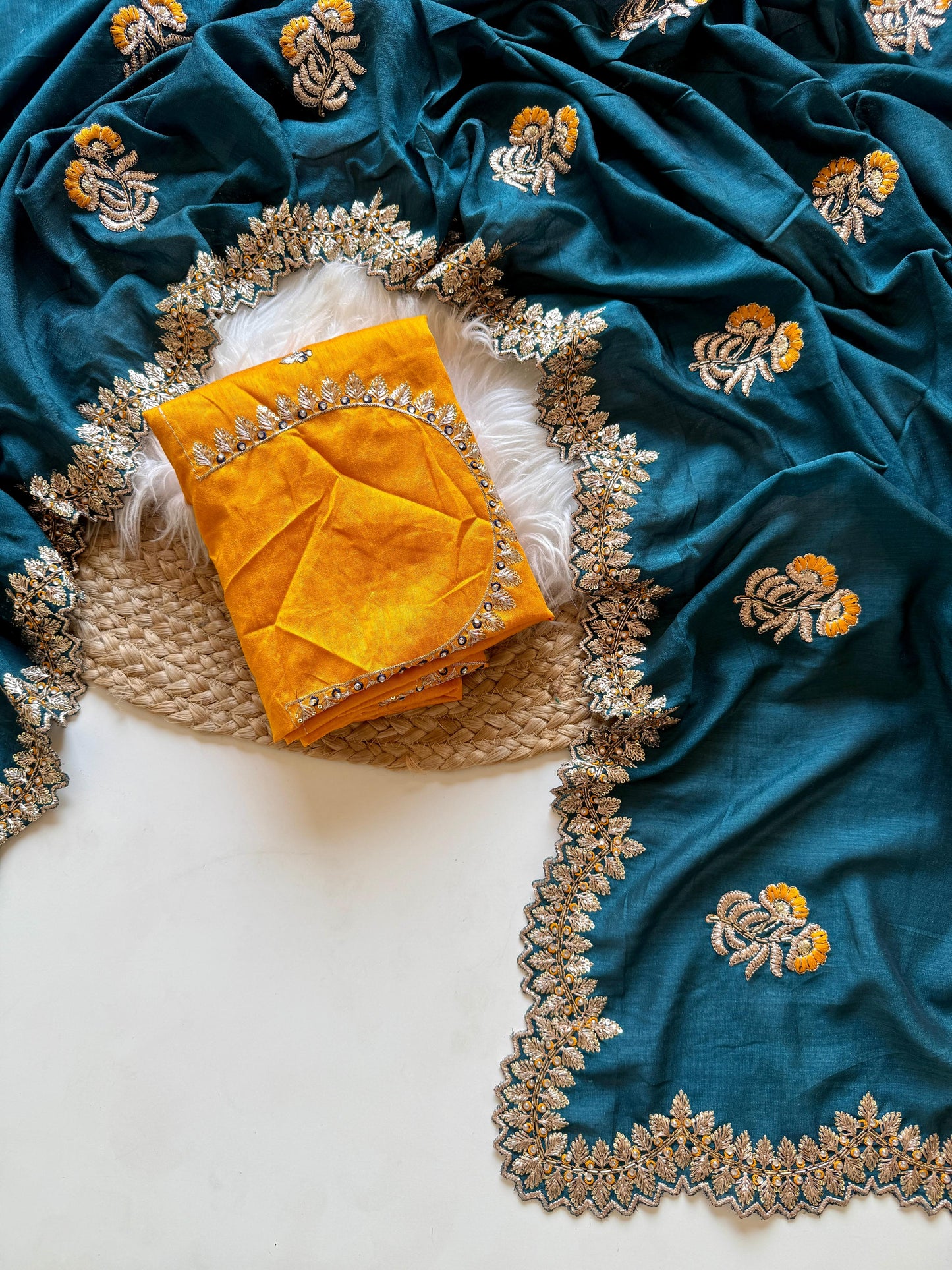 Kayatri New  Stunning Vichitra Silk Saree with Contrast Art Silk Embroidered Blouse