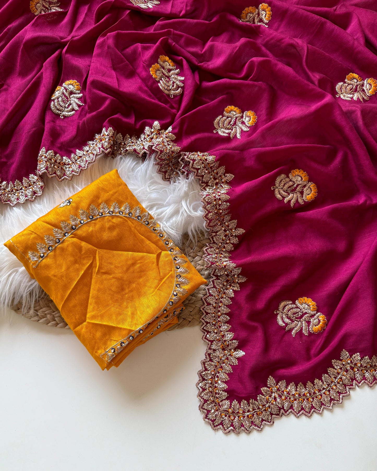 Kayatri New  Stunning Vichitra Silk Saree with Contrast Art Silk Embroidered Blouse