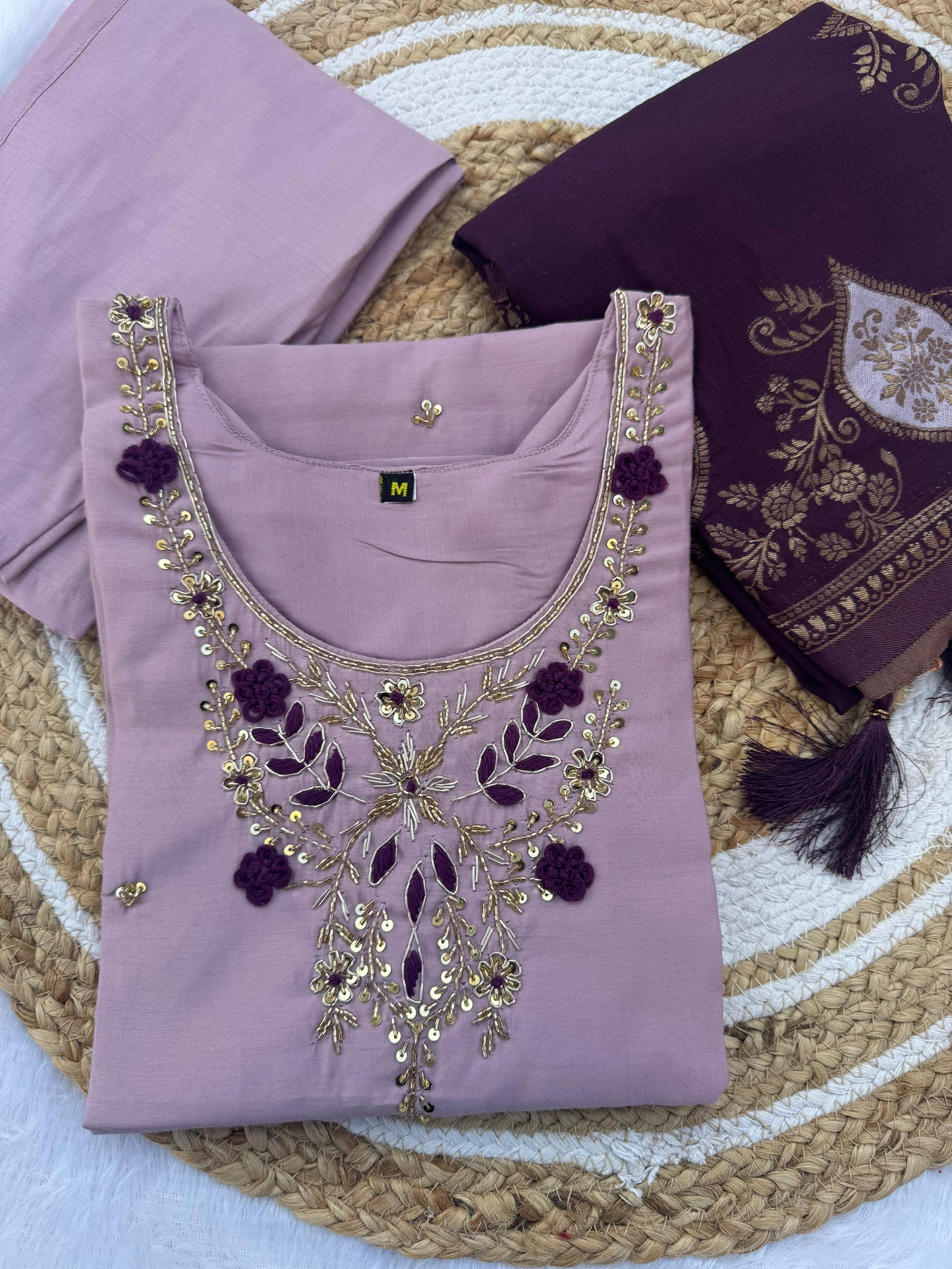 Kayatri New Luxury Roman Silk Top–Bottom with Hand-Dyed Banarasi Dupatta