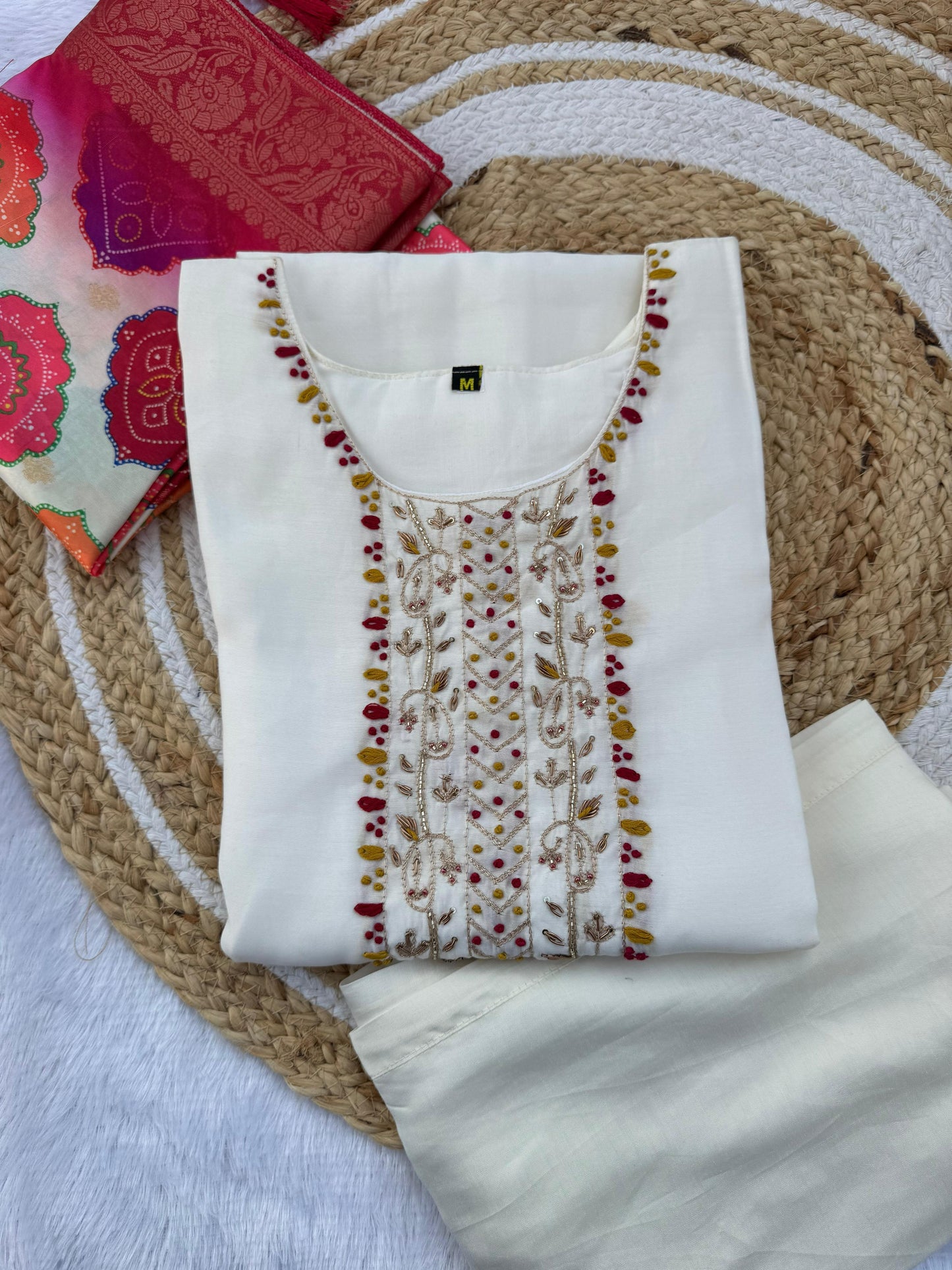 Kayatri New Premium Roman Silk Kurti Set with Hand Work  Chanderi Dupatta