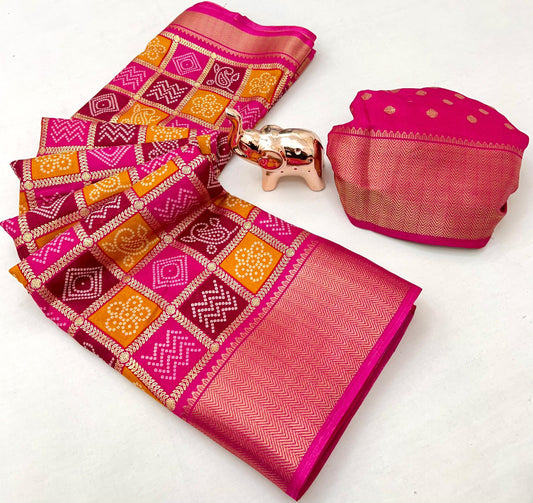Kayatri New Traditional Soft Dolla Saree with Block Pallu Foil Detailing