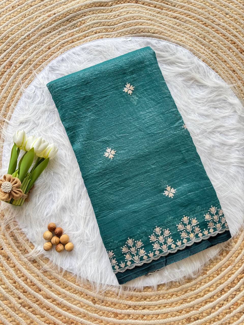 Kayatri New Designer Crushed Silk Saree with Heavy Zari Floral Border