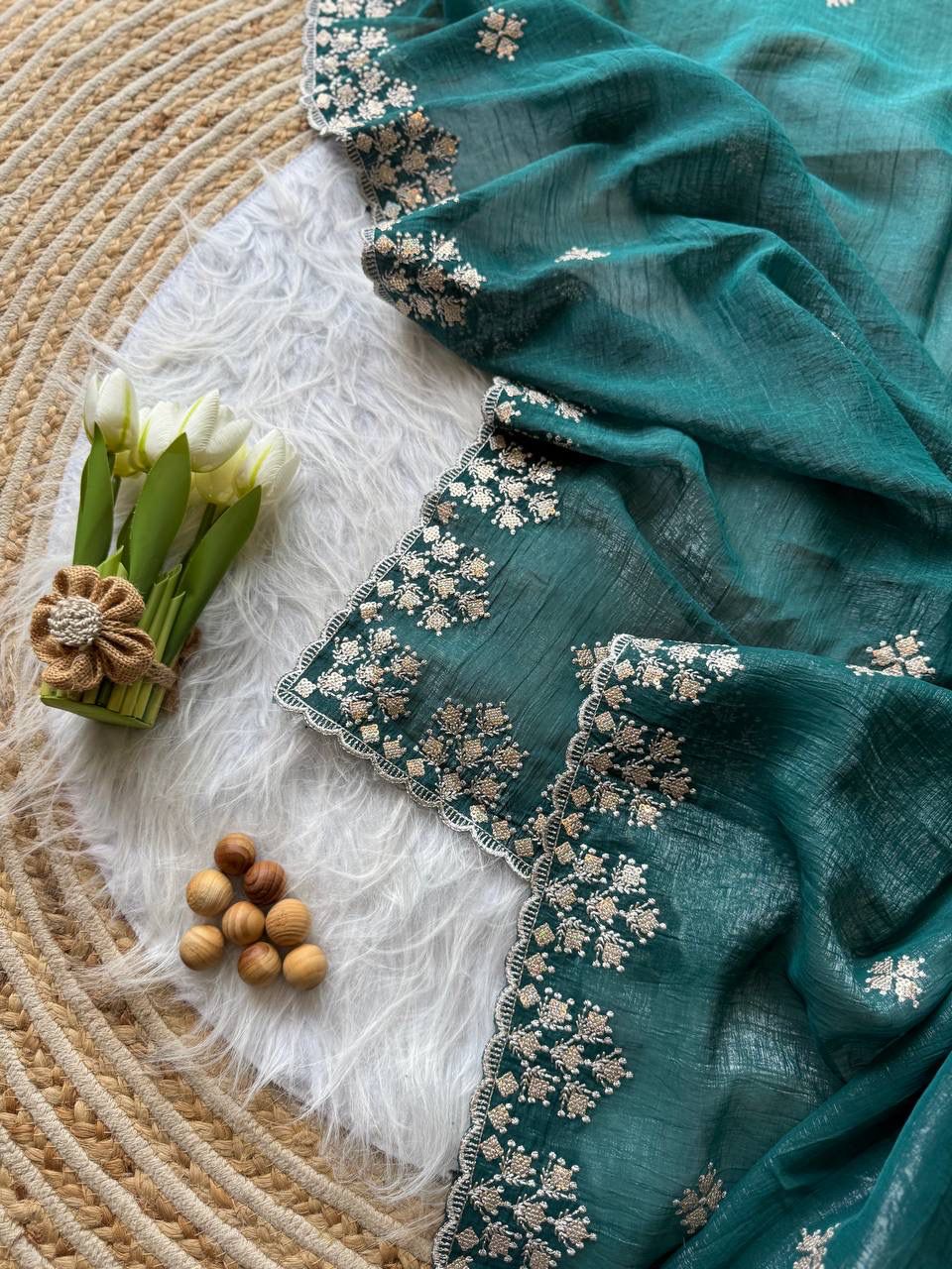 Kayatri New Designer Crushed Silk Saree with Heavy Zari Floral Border