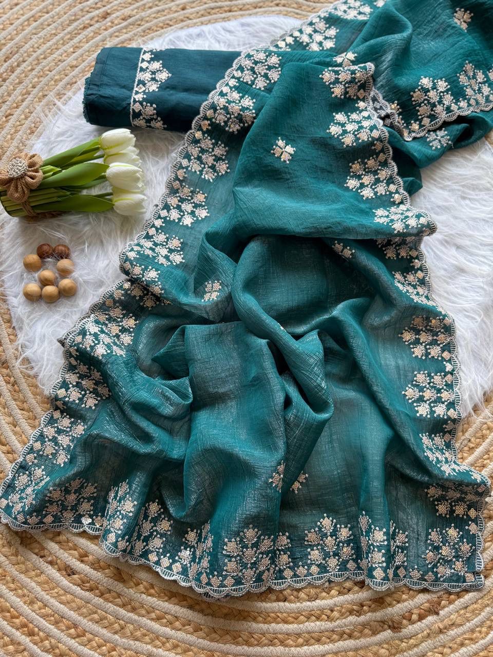 Kayatri New Designer Crushed Silk Saree with Heavy Zari Floral Border