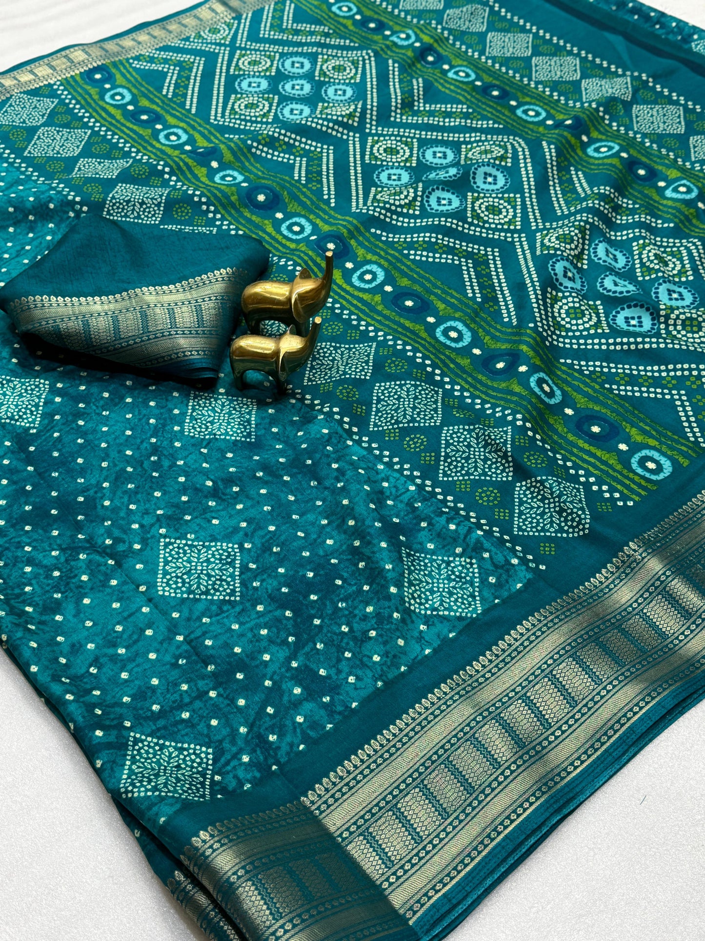 Kayatri New Traditional Dola Silk Saree with Bandhani Design Zari Border