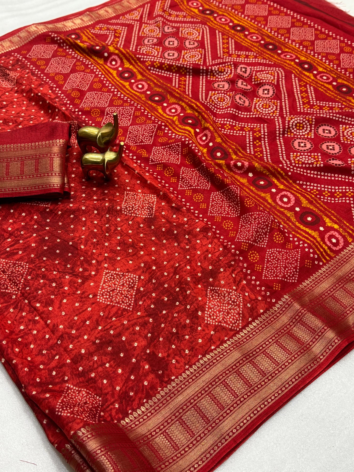 Kayatri New Traditional Dola Silk Saree with Bandhani Design Zari Border