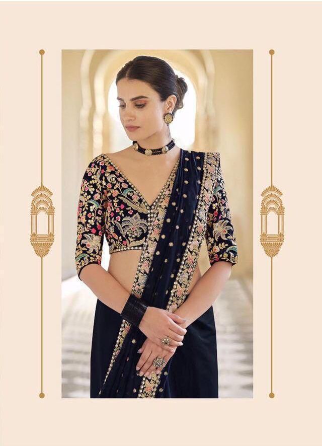 Kayatri New Stylish Georgette Saree with Embroidered Butti Designer Border