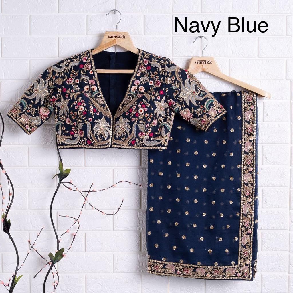 Kayatri New Stylish Georgette Saree with Embroidered Butti Designer Border