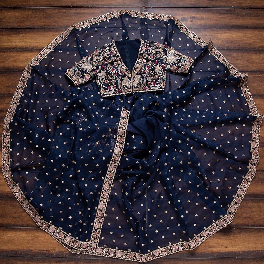 Kayatri New Stylish Georgette Saree with Embroidered Butti Designer Border