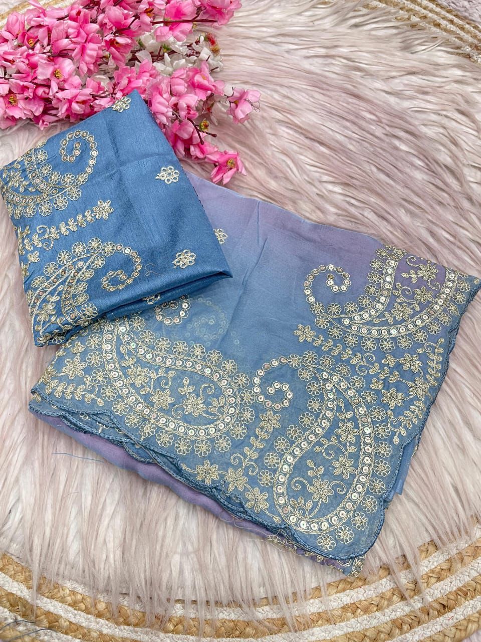 Kayatri New Designer Organza Silk Saree with Coding & Sequin Embroidery