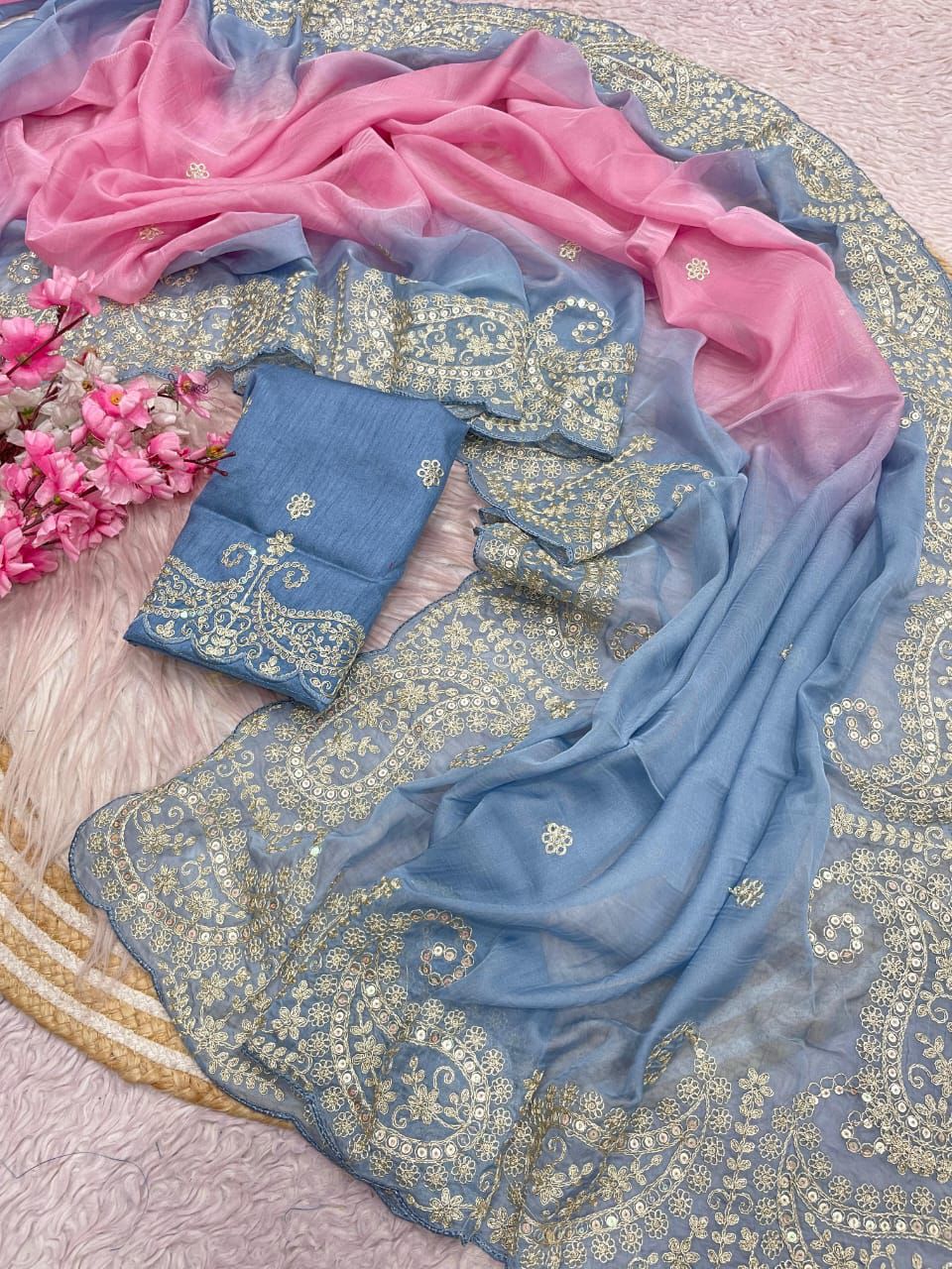 Kayatri New Designer Organza Silk Saree with Coding & Sequin Embroidery