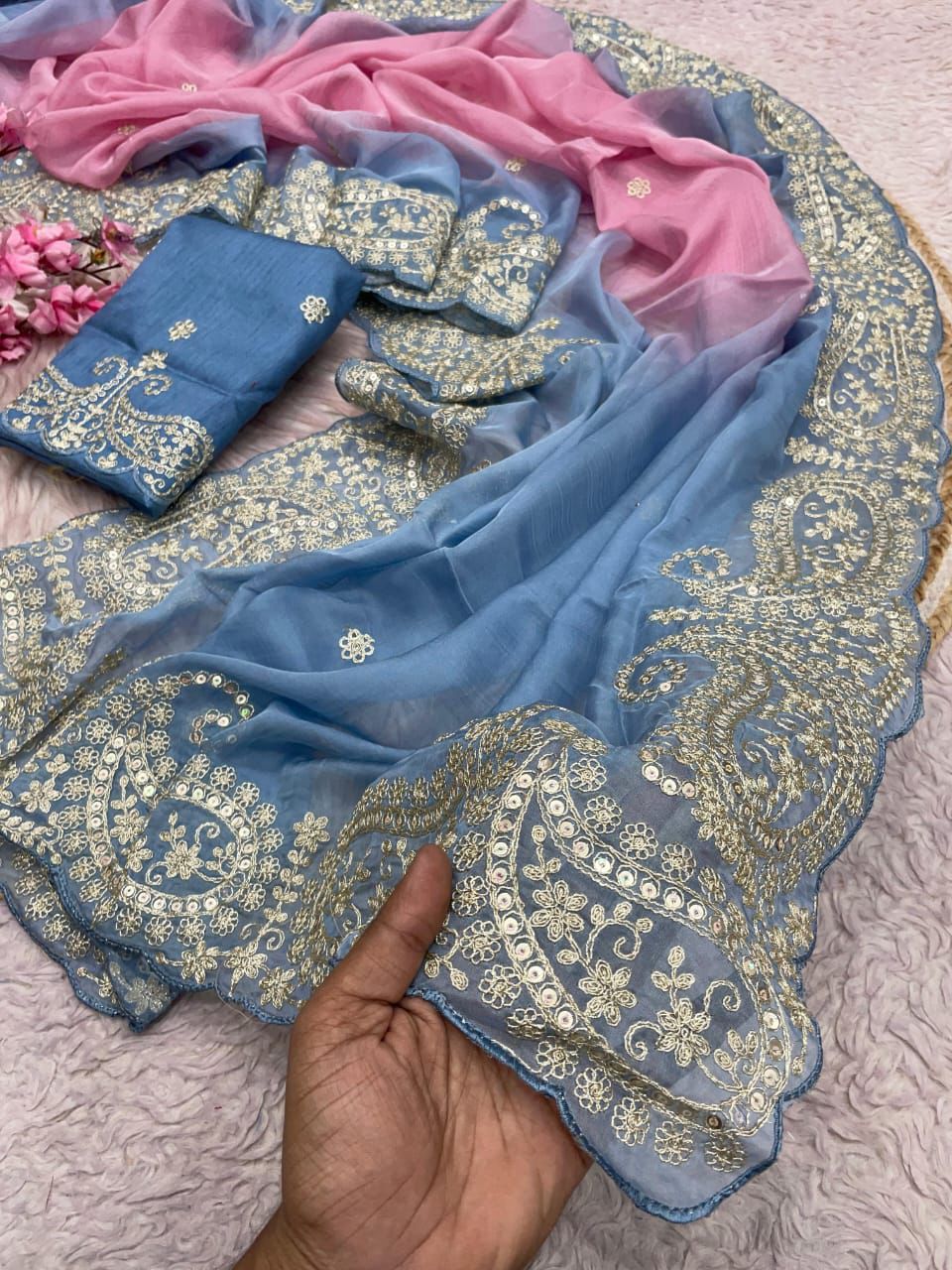 Kayatri New Designer Organza Silk Saree with Coding & Sequin Embroidery