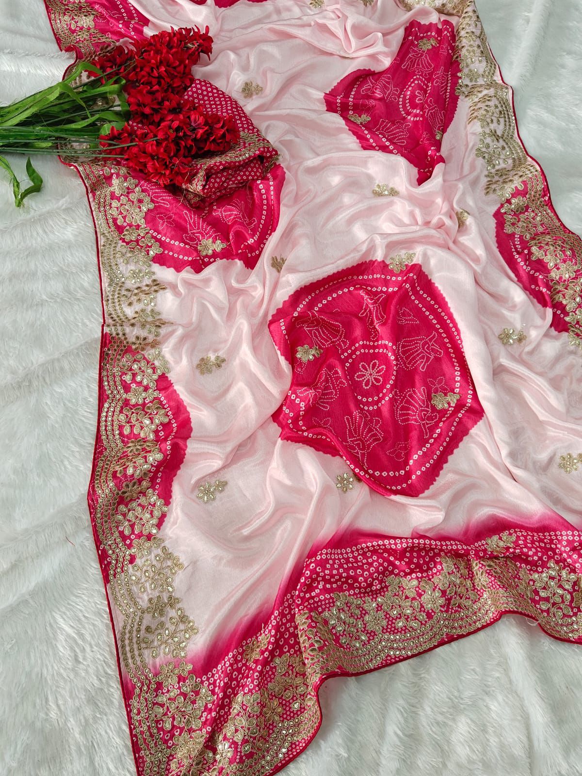 Kayatri New Designer Shiny Silk Digital Print Saree with Foil Embroidered Border