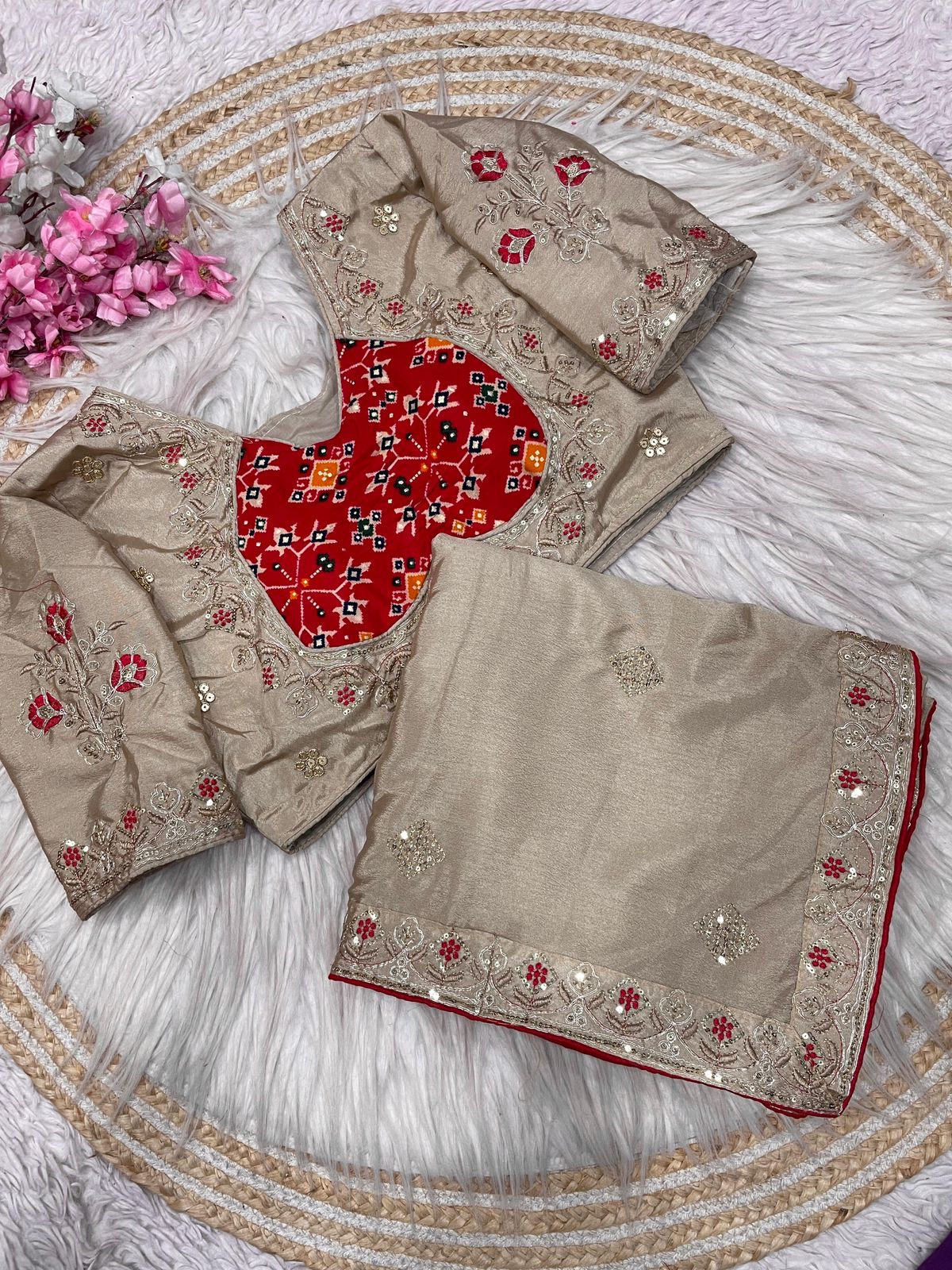 Kayatri New Designer Chinnon Silk Saree with Elegant Sequin Embellishments