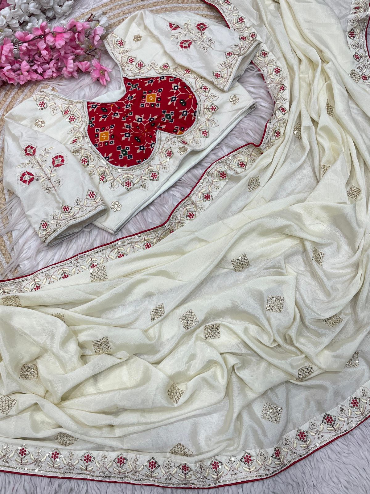 Kayatri New Designer Chinnon Silk Saree with Elegant Sequin Embellishments