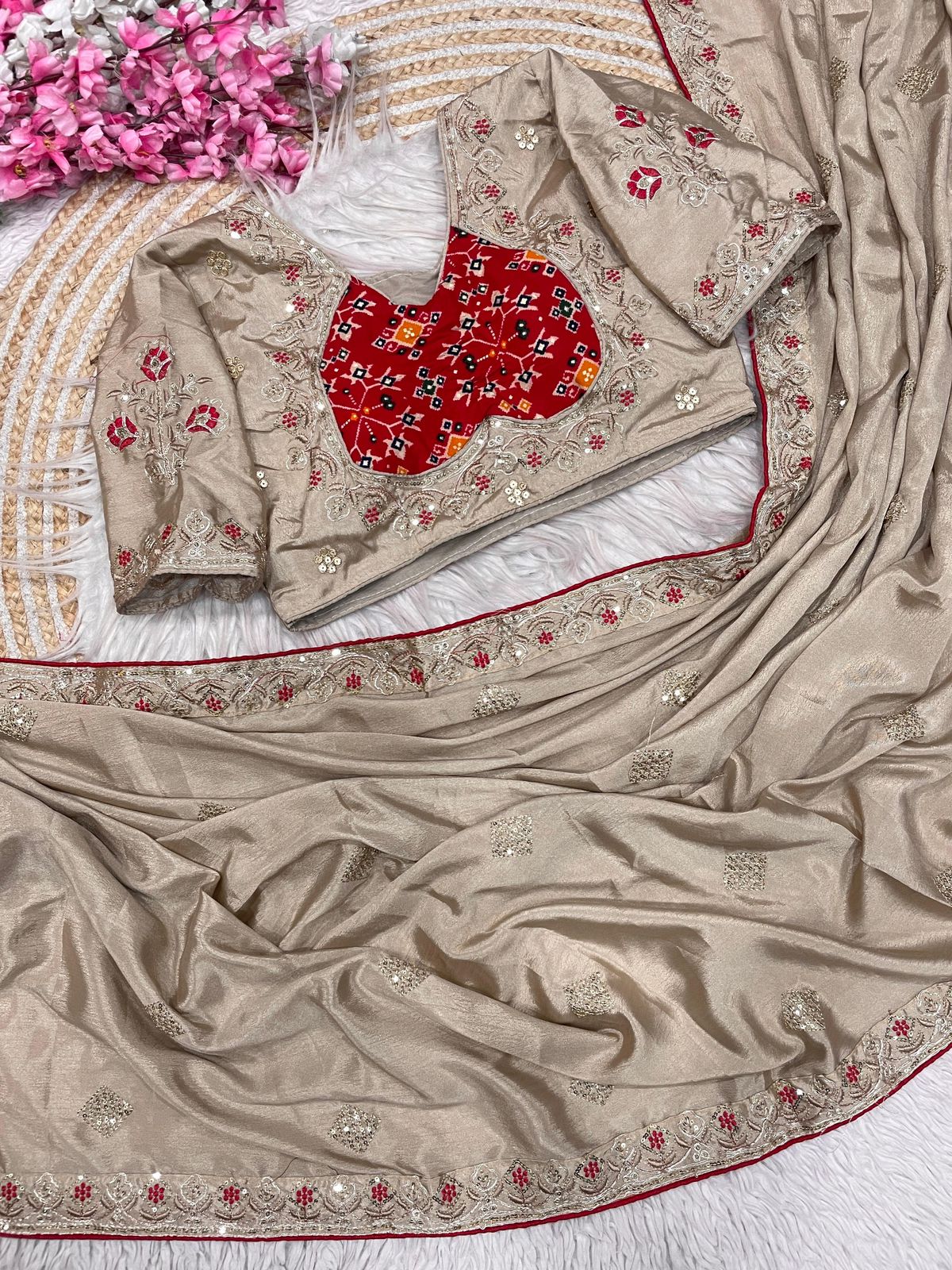 Kayatri New Designer Chinnon Silk Saree with Elegant Sequin Embellishments