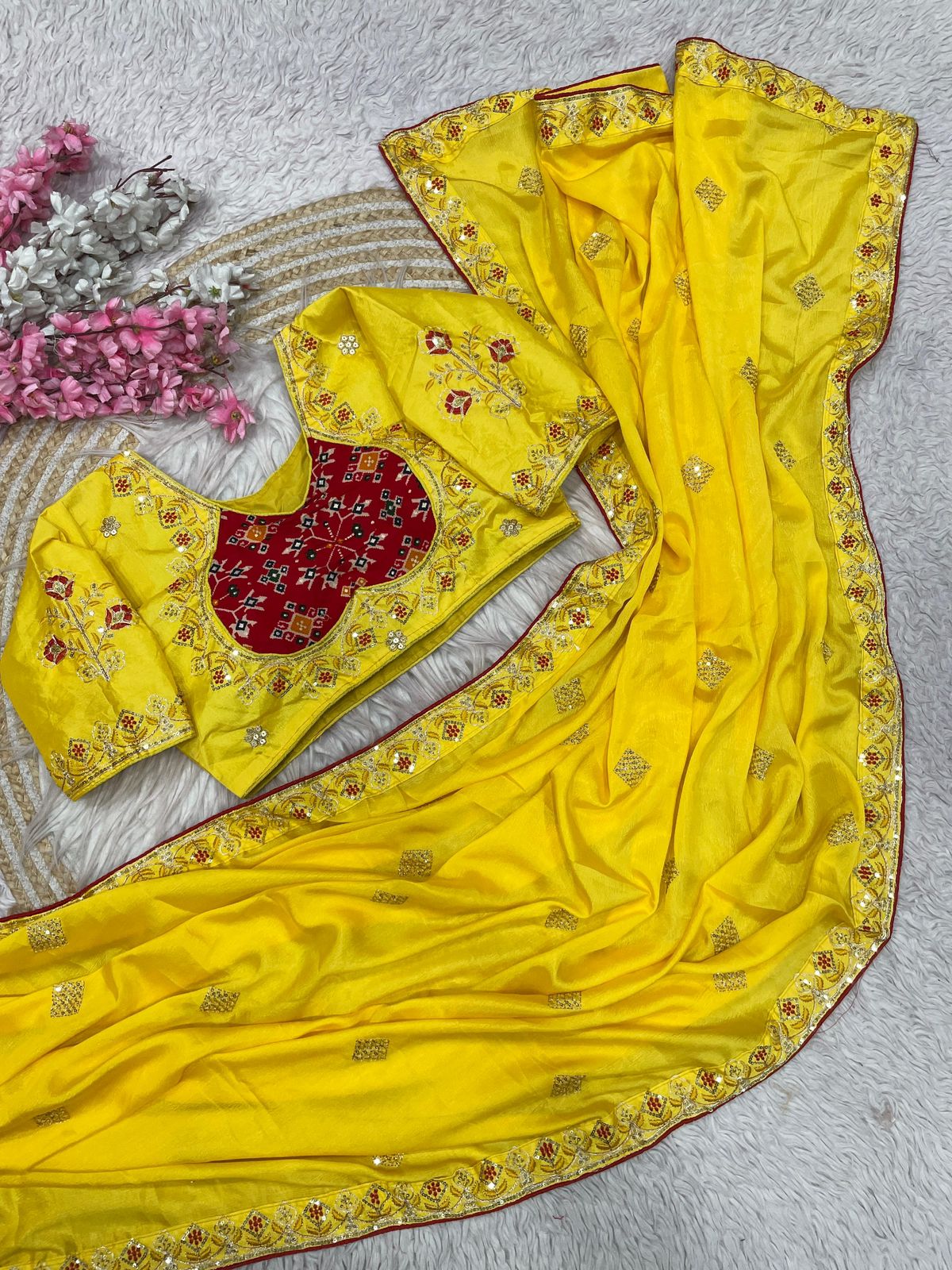 Kayatri New Designer Chinnon Silk Saree with Elegant Sequin Embellishments