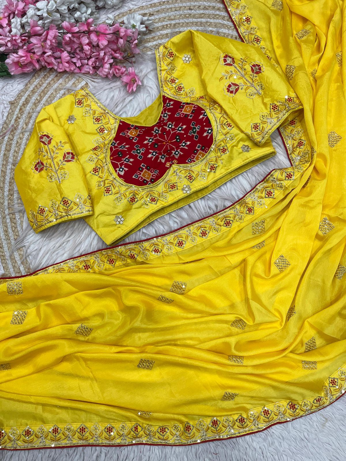 Kayatri New Designer Chinnon Silk Saree with Elegant Sequin Embellishments