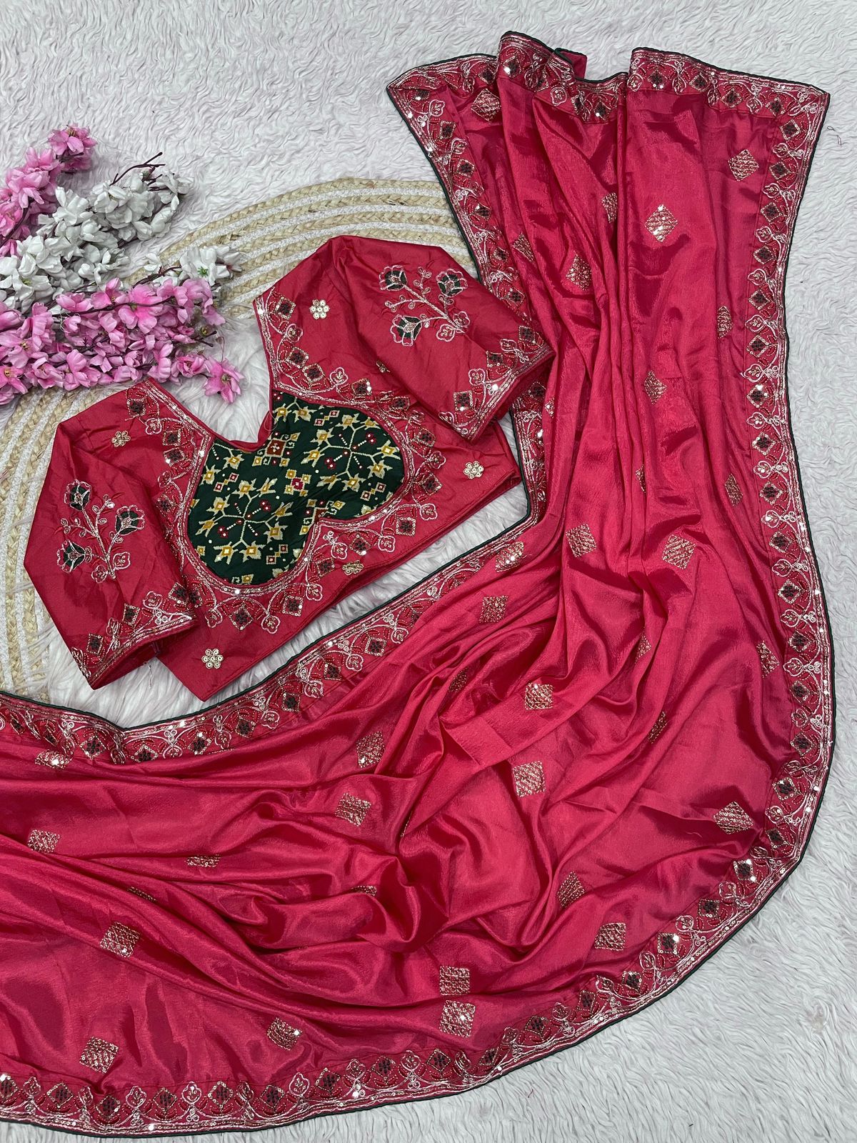 Kayatri New Designer Chinnon Silk Saree with Elegant Sequin Embellishments