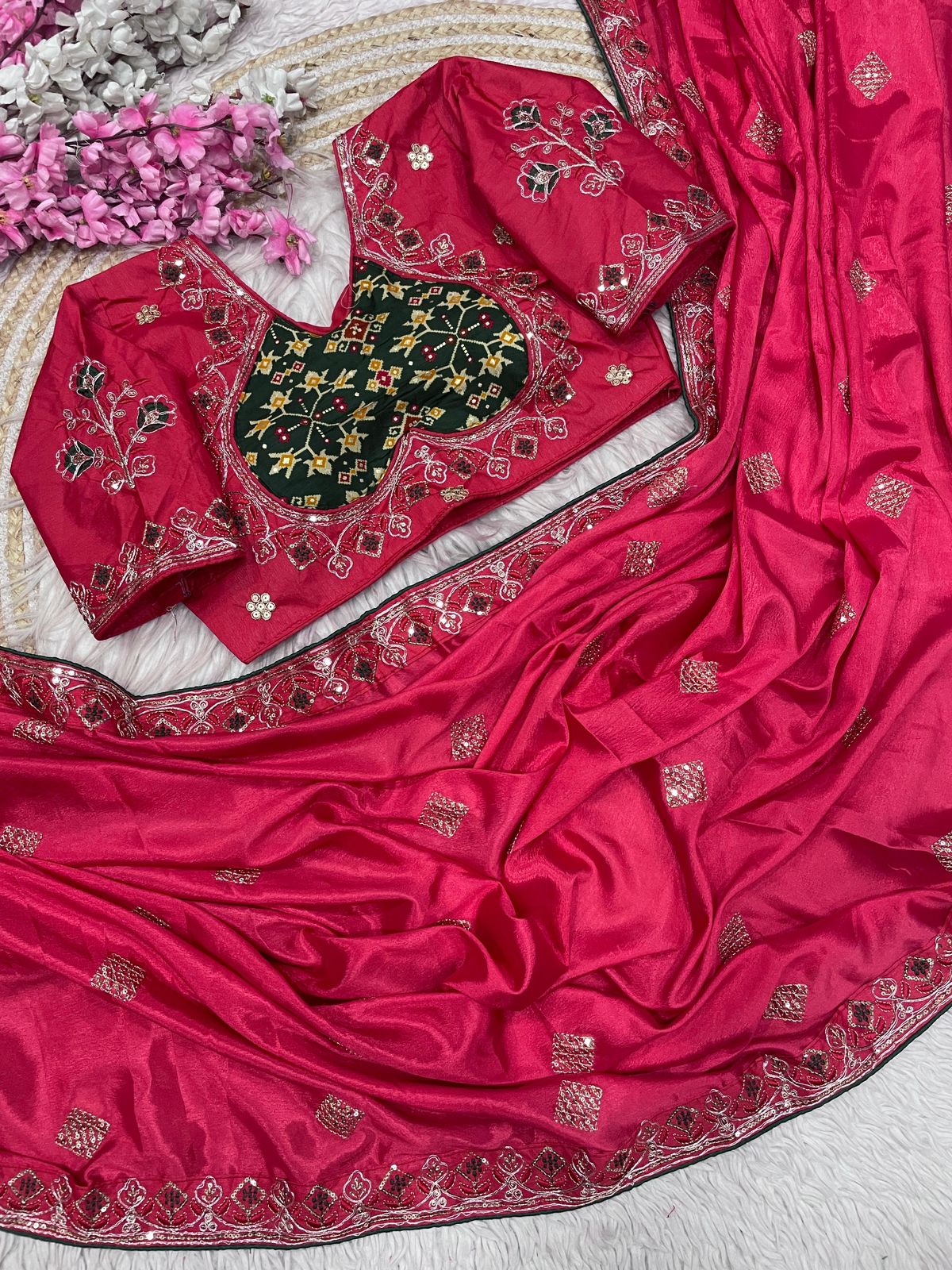 Kayatri New Designer Chinnon Silk Saree with Elegant Sequin Embellishments