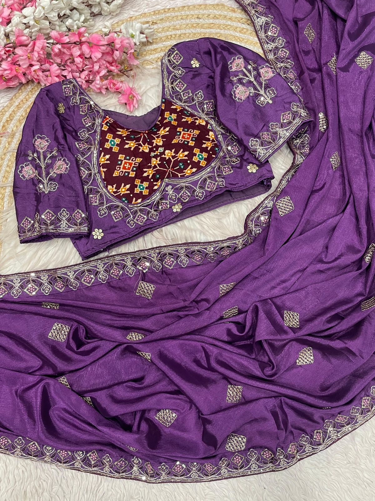 Kayatri New Designer Chinnon Silk Saree with Elegant Sequin Embellishments