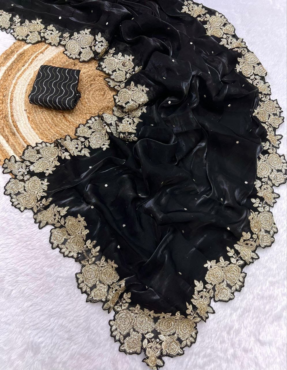 Kayatri New Party Wear Jimicho Saree with Elegant Cutwork Border