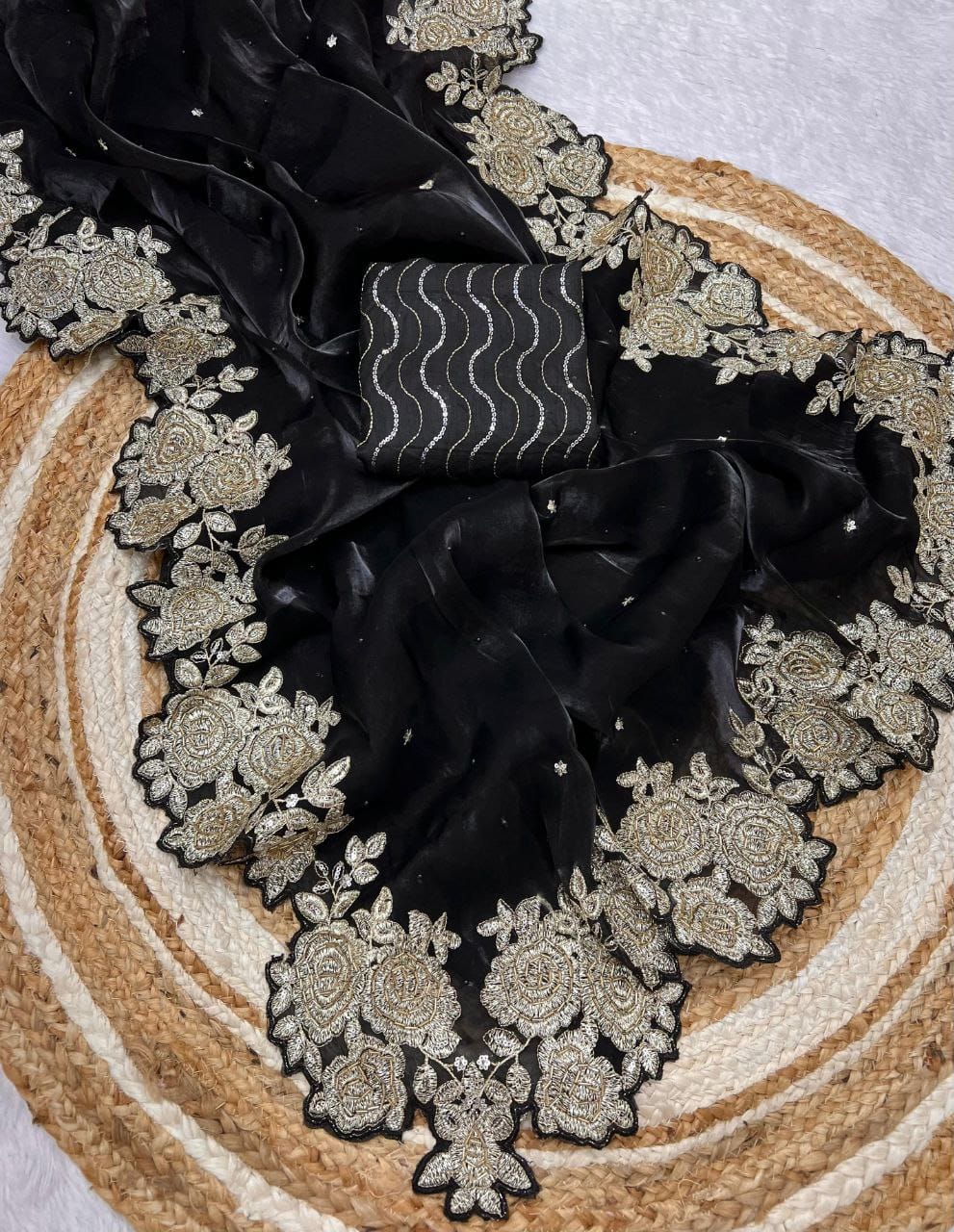 Kayatri New Party Wear Jimicho Saree with Elegant Cutwork Border