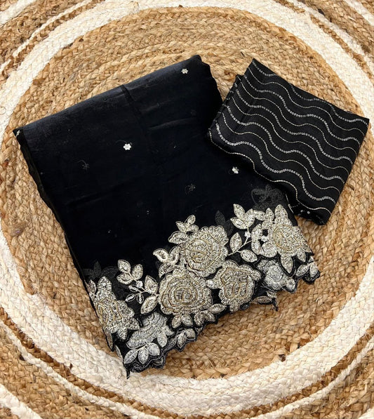 Kayatri New Party Wear Jimicho Saree with Elegant Cutwork Border