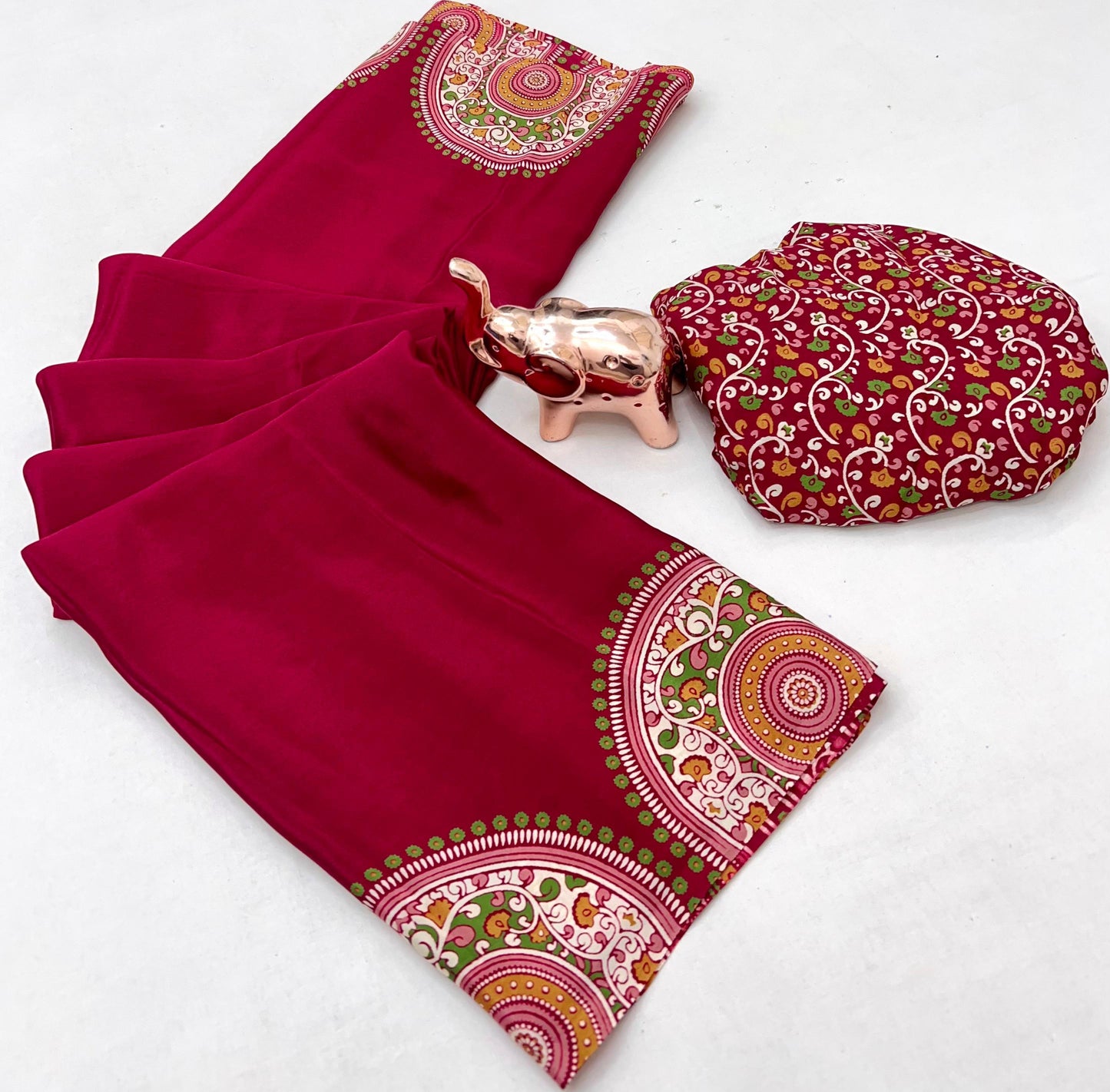 Kayatri New Traditional Ajrak Crepe Satin Saree With Rich Pallu