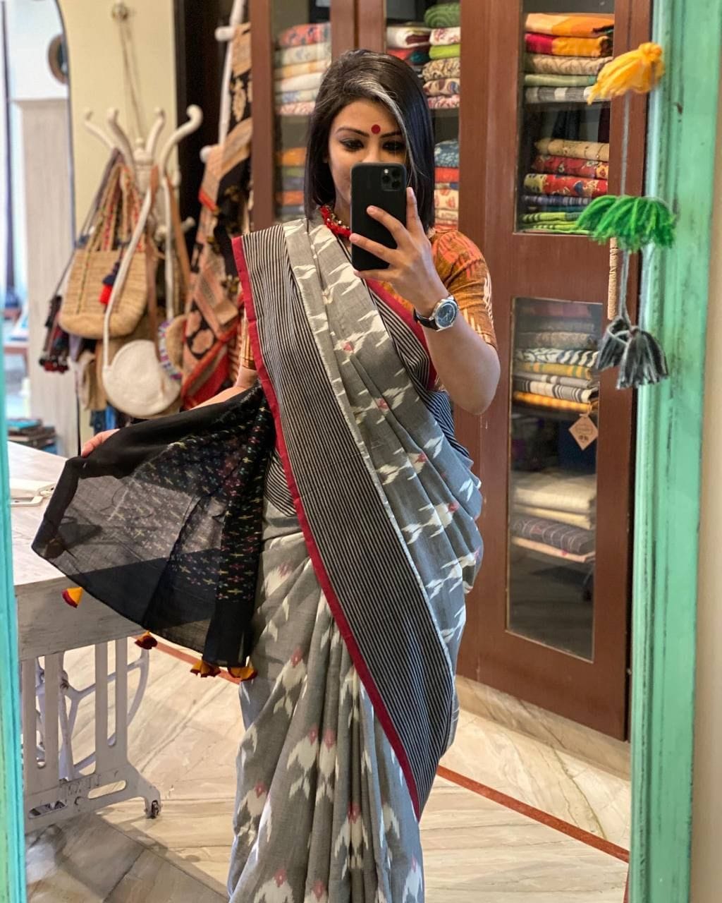 Kayatri New Pure Cotton Jaipur Block Print Saree with Blouse