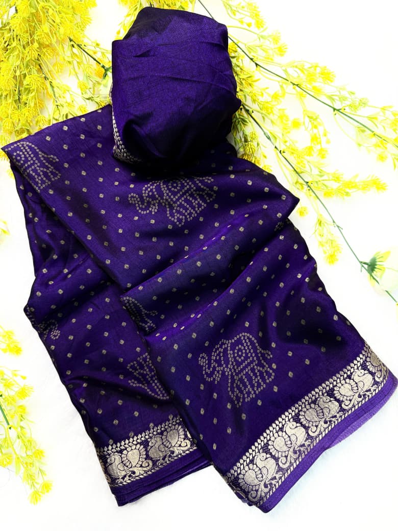 Kayatri New Premium Dola Silk Saree in Black with Pen Kalamkari Design Hamsa Zari Border